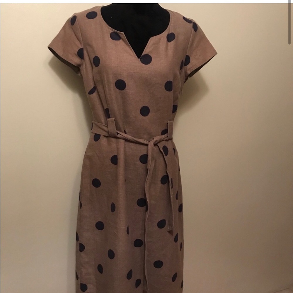 Boden Polka Dot Linen Shift Dress